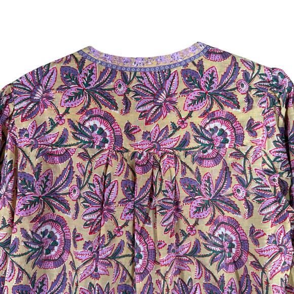 Lola Australia Pacific Dress Malta Pink Yellow Floral Boho Midi XS - Picture 12 of 15